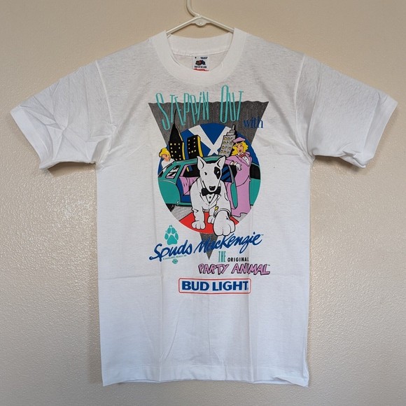 Vtg Steppin Out With Spuds Mackenzie Small T-Shirt Bud Light 1987 Single Stitch - Picture 2 of 5